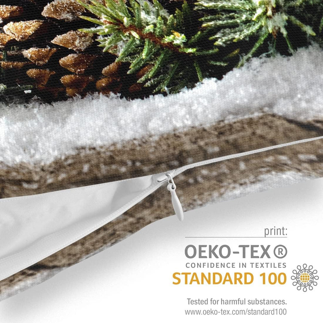 VOID Advent Tannenzapfen Winter Kissenbezug Kissenhülle Sofakissen Kissen Deko Weihnachten Winter We