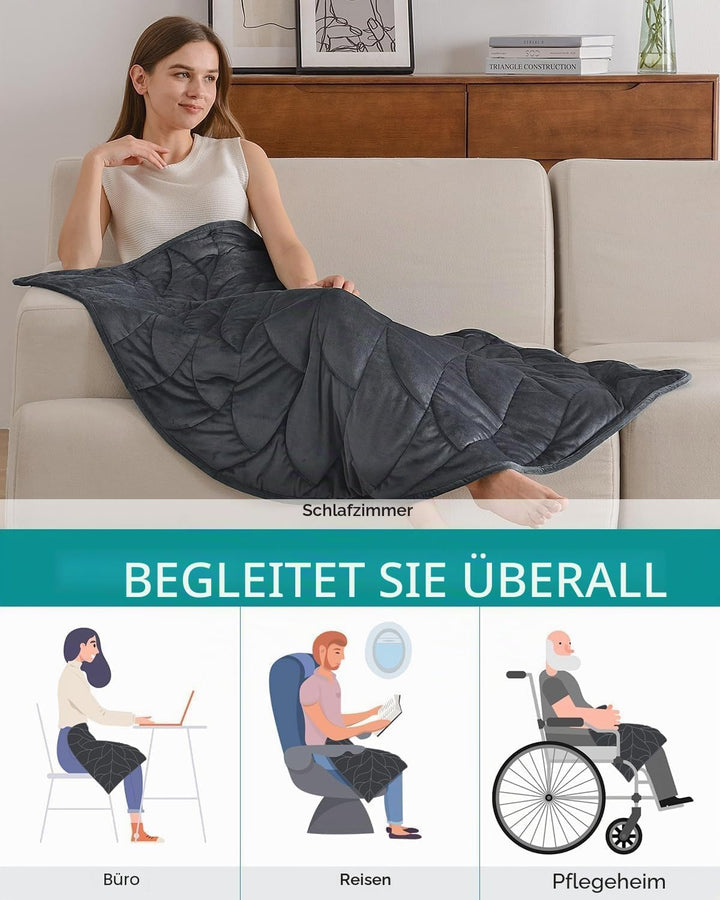 Sivio Gewichtsdecke 3,2kg Dunkelgrau 104x135cm | Kristallsamt, kuschelig &amp; tragbar, perfekt für Reis