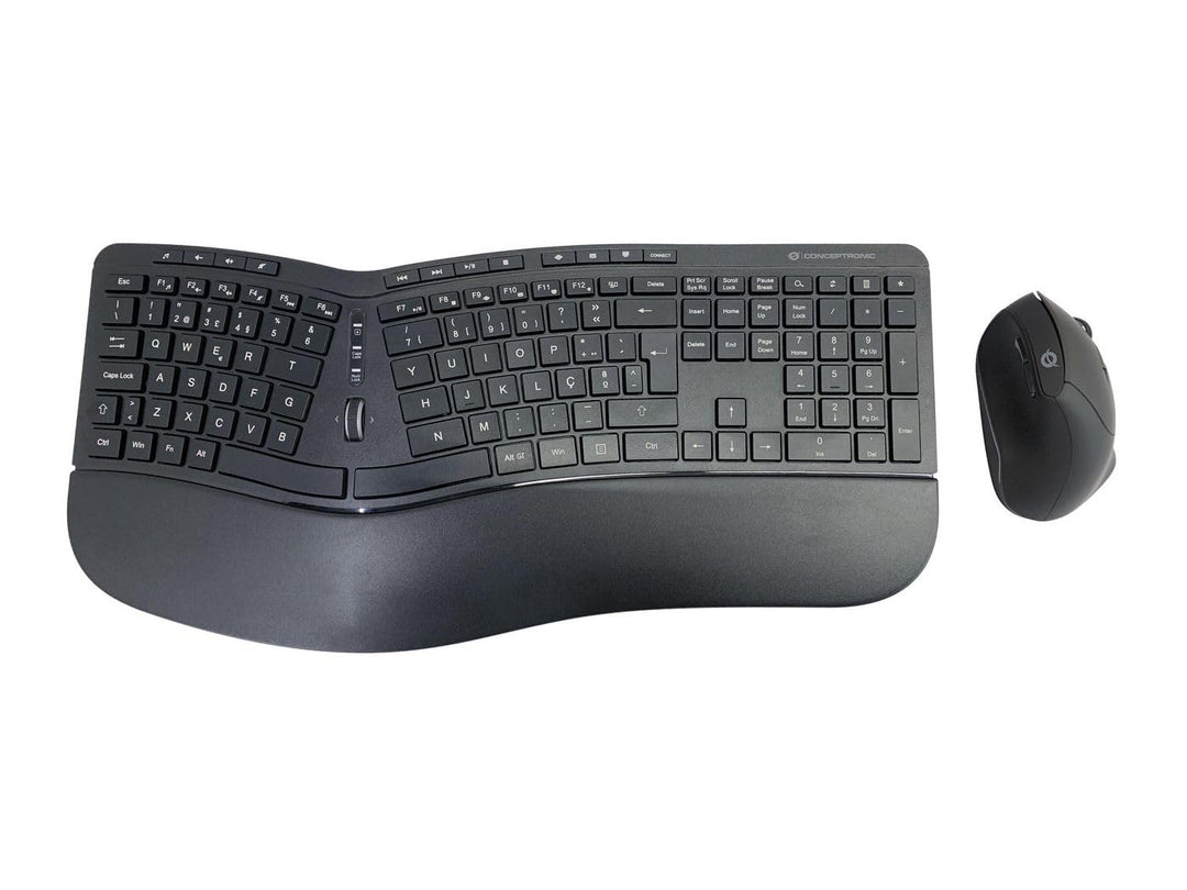 Conceptronic ORAZIO02PT Ergo Kabelloses Set aus ergonomischer Tastatur und vertikaler Maus, portugie