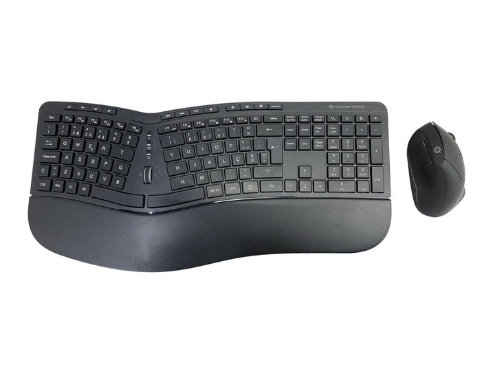 Conceptronic ORAZIO02PT Ergo Kabelloses Set aus ergonomischer Tastatur und vertikaler Maus, portugie