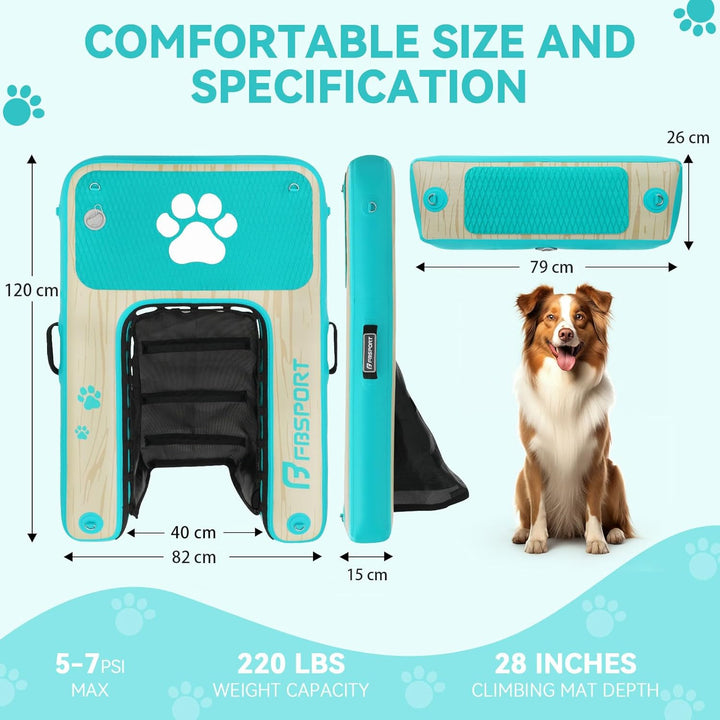 FBSPORT Hunderampe Aufblasbare Hunde Wasserrampe, Hundeboot Rampe Schwimmende Dock Leiter für Pool,