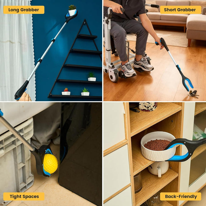 Greifzange für Senioren, Reacher - 5-stufiger Teleskop-Greifer (60-104 cm) – Leichte Greifhilfe & Mü