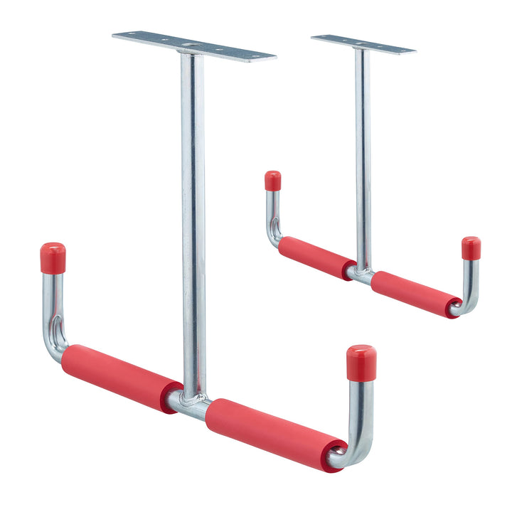 Relaxdays 12 x Deckenhaken Garage, T-Profil, bis 25 kg, für Stauraumbrücke, Stahl mit Polsterung, H