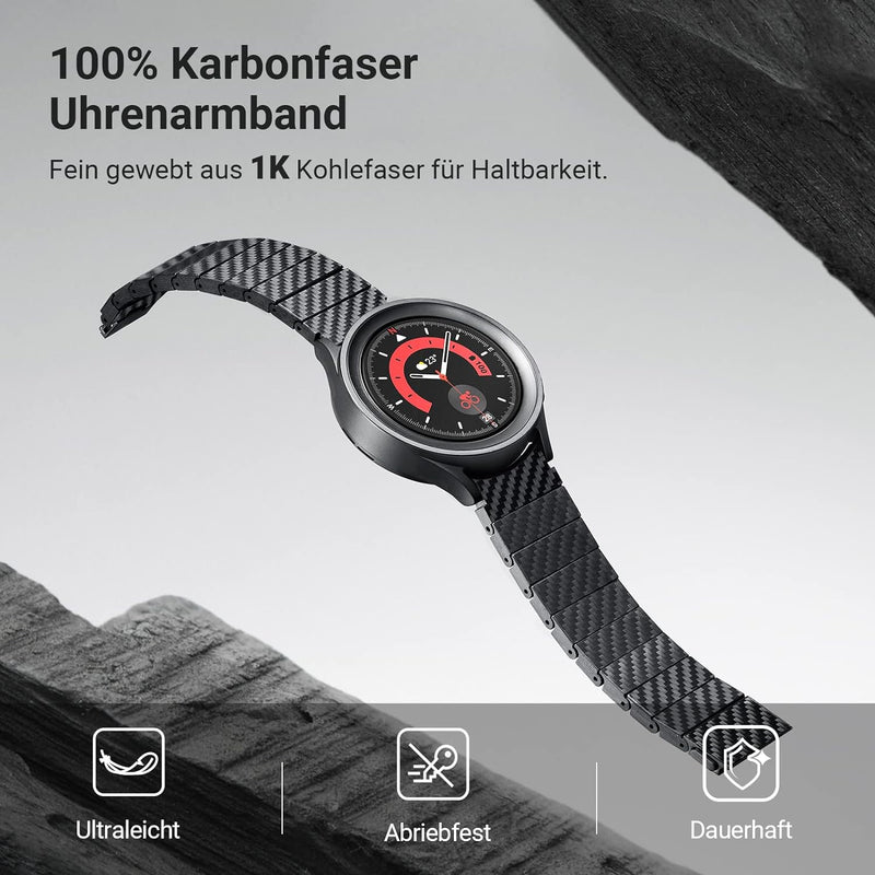 pitaka Carbon Armband für Samsung Galaxy Watch 6/6 Classic/5/5Pro/4 Classic/4 aus Kohlefaser Uhrenar