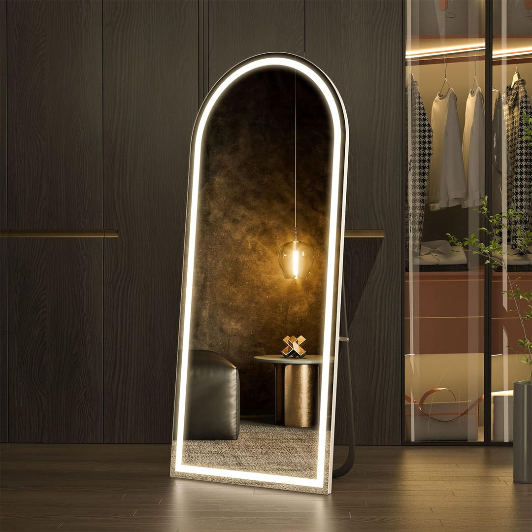 CASSILANDO 160x50 gewölbter Ganzkörperspiegel, LED Spiegel Ganzkörperspiegel mit Licht, Beleuchteter