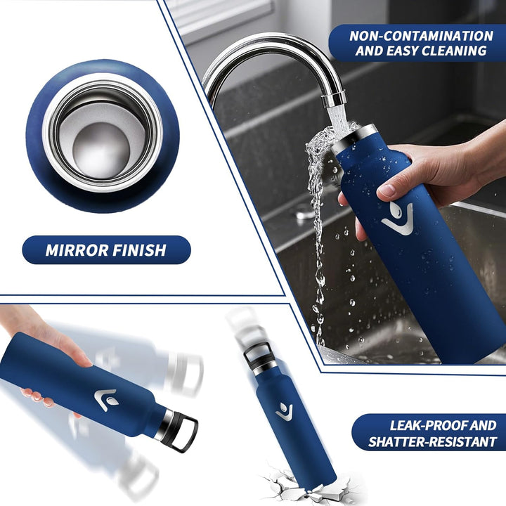 HoneyHolly Trinkflasche Edelstahl, 750 ML BPA-Frei, Thermosflasche, Auslaufsichere Isolierflasche Do