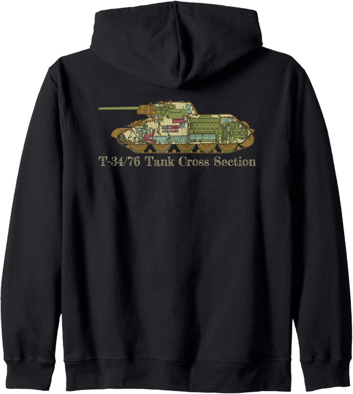 T-34 76 Tank Russian WW2 Vollfarbiges Querschnittsgeschenk Kapuzenjacke
