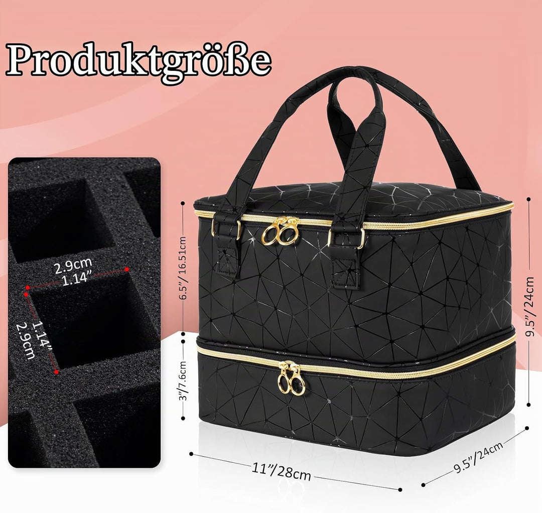Uross Nagellack Organizer für 42 Nagellackflaschen und 1 LED-Nagellampe, Nagellack Aufbewahrung Tasc