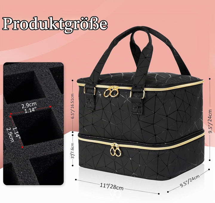Uross Nagellack Organizer für 42 Nagellackflaschen und 1 LED-Nagellampe, Nagellack Aufbewahrung Tasc