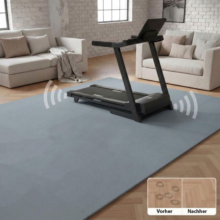 eyepower Bodenschutzmatte Fitness - 9 Puzzlematten 30x30 cm Grau 0,8qm - Homegym Fitnessmatte - Bode