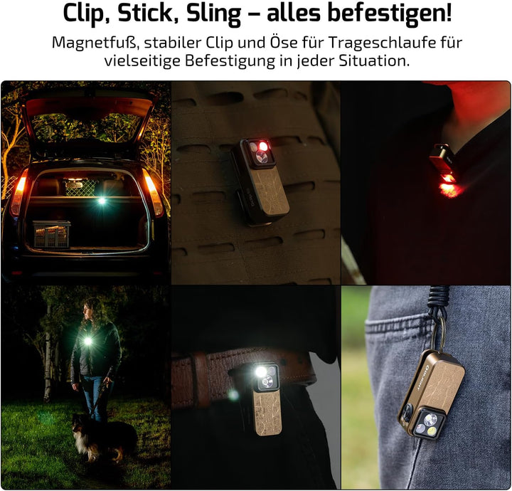 OLIGHT Oclip Pro Mini LED Taschenlampe mit Flutlicht, fokussiertes Licht und Rotlicht,500 LM helle U