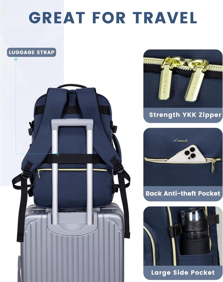 LOVEVOOK Handgepäck Rucksack Flugzeug, 40L Gross Reiserucksack Damen Kofferrucksack, Wasserdicht Rei
