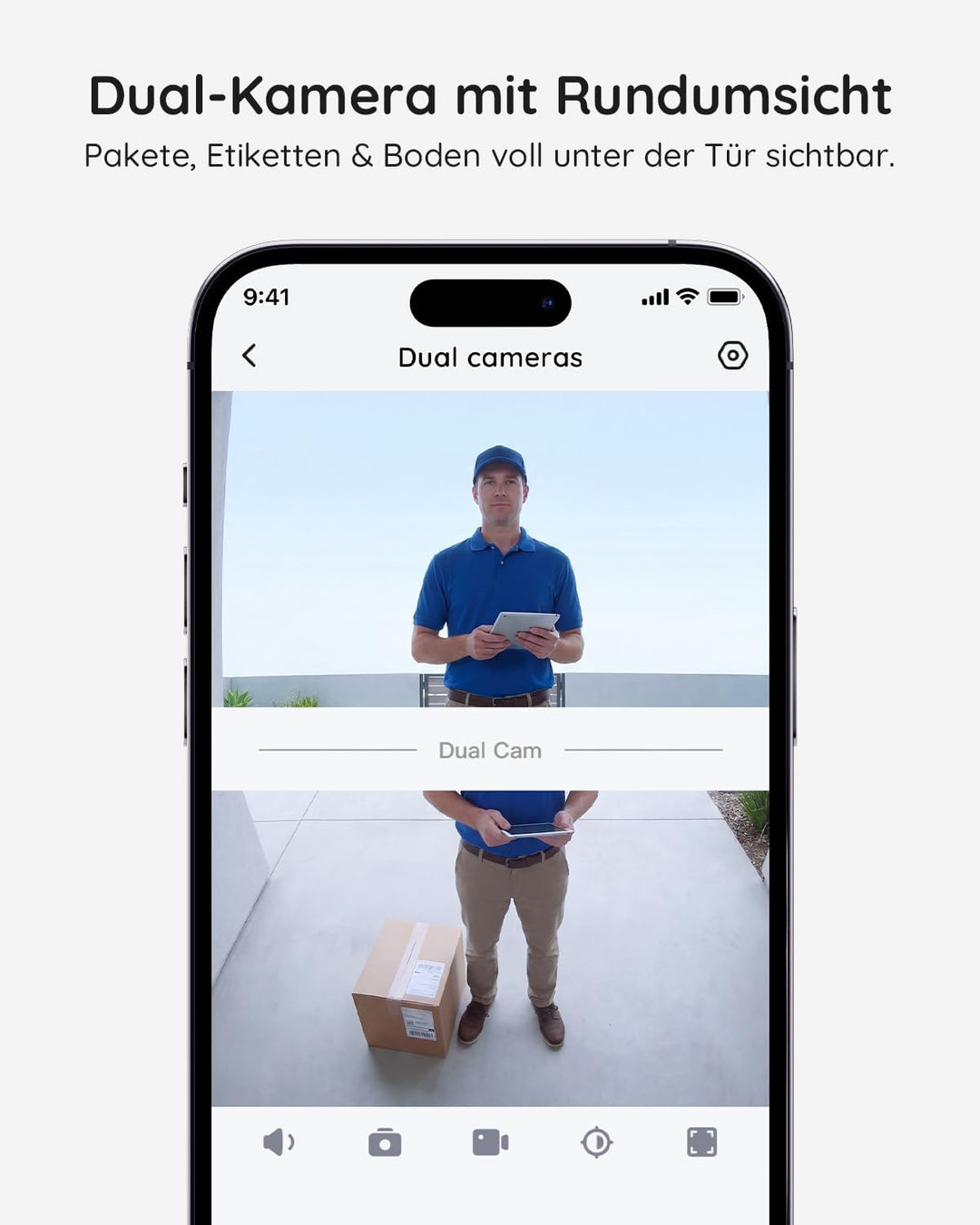 BOIFUN 2026 WLAN Video Türklingel mit Kamera, Dual Kameras für Paketschutz, 2K Full HD Farb-Nachtsic
