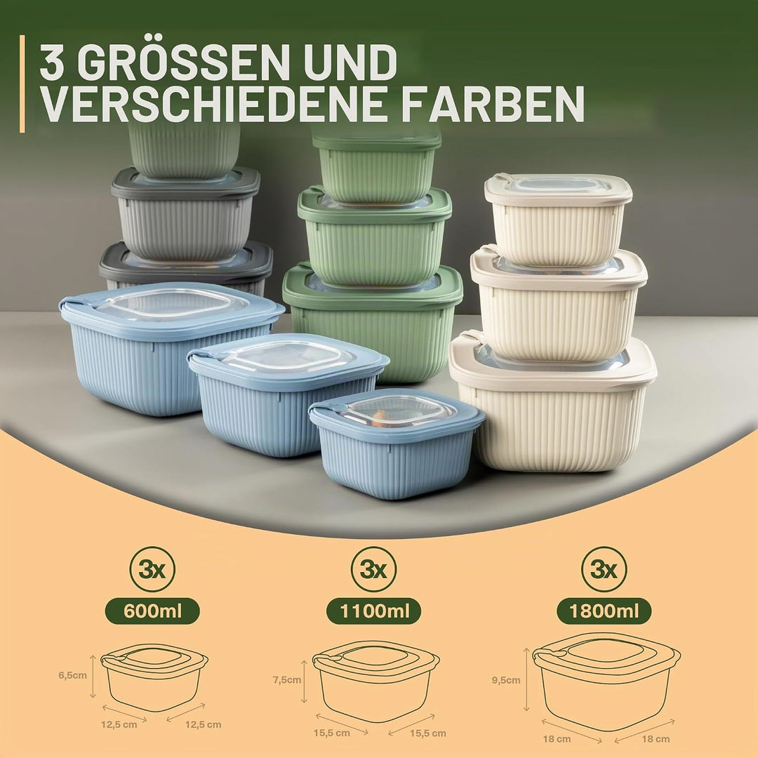 Viwares Frischhaltedosen im 9er Set mit transparentem Ventildeckel, Aufbewahrungsbehälter, Küche, st