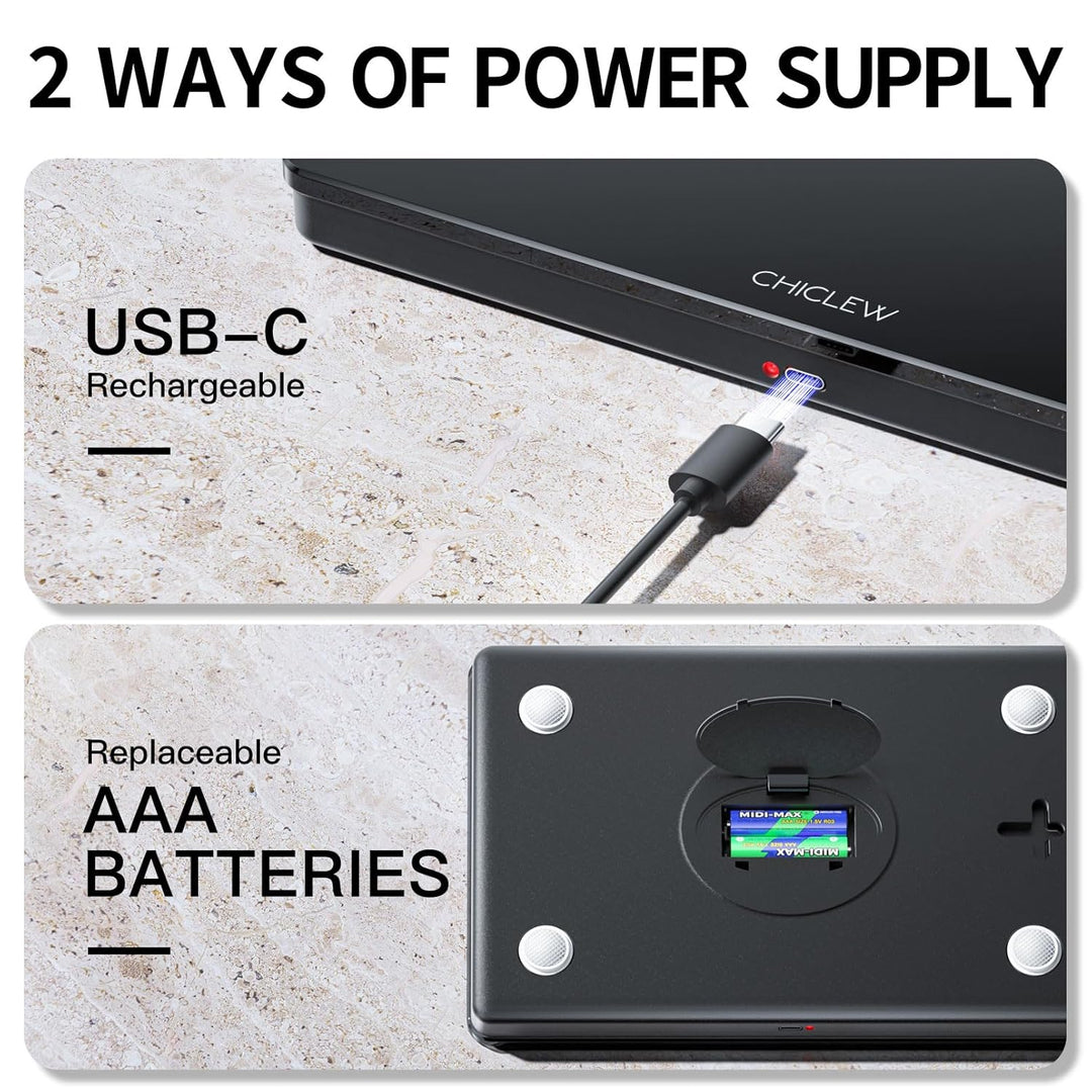 Wiederaufladbare Digitale Küchenwaage, 15KG Elektronische Waage Küche mit 5 Umschaltbaren Einheiten