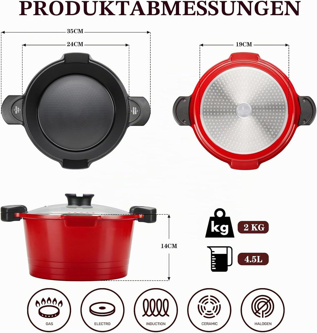 ROSSETTO Kochtopf Induktion Suppentopf Aluminiumguss Pastatopfe Antihaftbeschichtung Fritteuse mit K