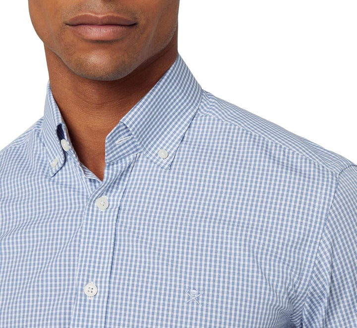 Hackett London Herren Essentielles Gingham Hemd S Weiss (Weiss/Blau), S Weiss (Weiss/Blau)
