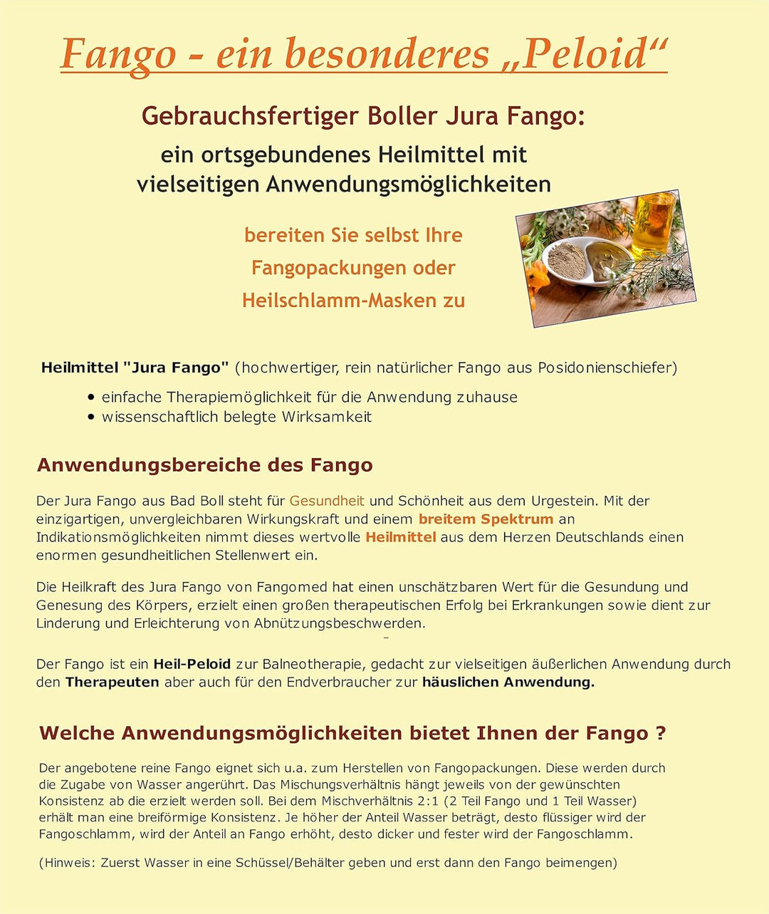Boller Jura Fango, Fangopackung, Fangoschlamm, Fangoanwendungen; (3 kg) 3.00 kg (1er Pack), 3.00 kg