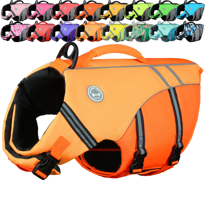 VIVAGLORY Sports Style Schwimmweste Hund, Hundeschwimmweste für Bootfahren, Auftrieb & Schwimmhilfe,