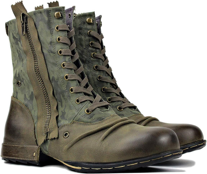 Herren Stiefel aus Leder Rindsleder mit Gummisohle Biker Motorrad Boots Männer Stiefeletten CD-5008-