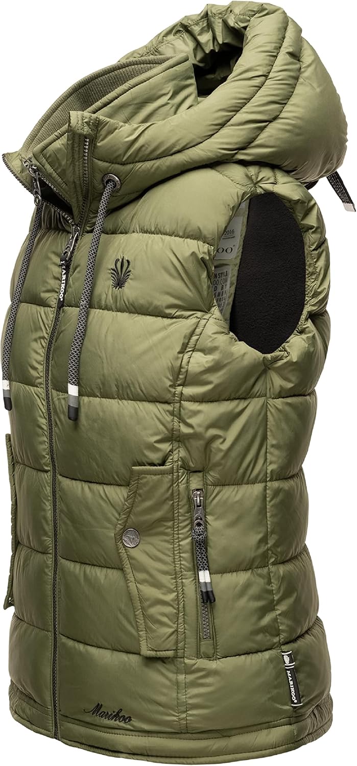 MARIKOO Damen leichte Übergangsweste Steppweste mit Kapuze Taisaa XS-3XL XS Olive, XS Olive