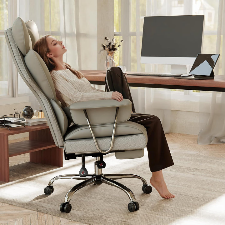 2026 Upgrade Bürostuhl Chefsessel bis 210kg, Ergonomischer Schreibtischstuhl, Lendenwirbelstütze und