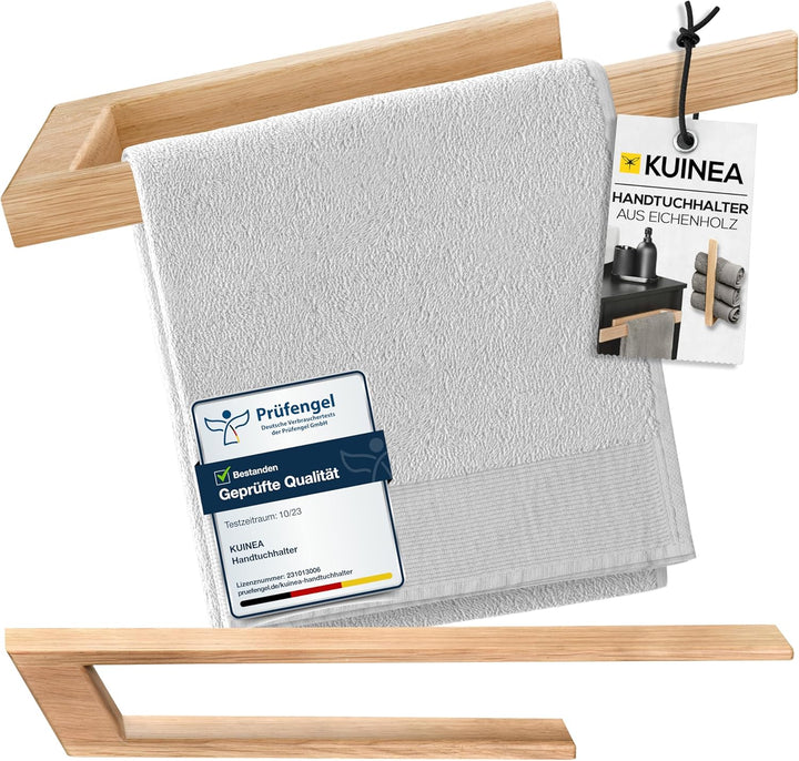 KUINEA Handtuchhalter ohne Bohren - Moderner Handtuchhalter aus [100% Eichenholz] für Bad & Küche I