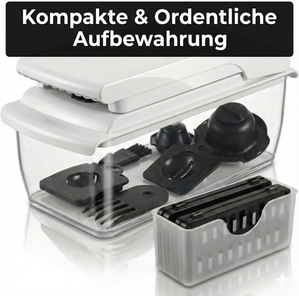 Gemüseschneider 22‑in‑1 – Spiralschneider, Zwiebel Zerkleinerer & Zwiebelschneider – Gemüsehobel, Ma