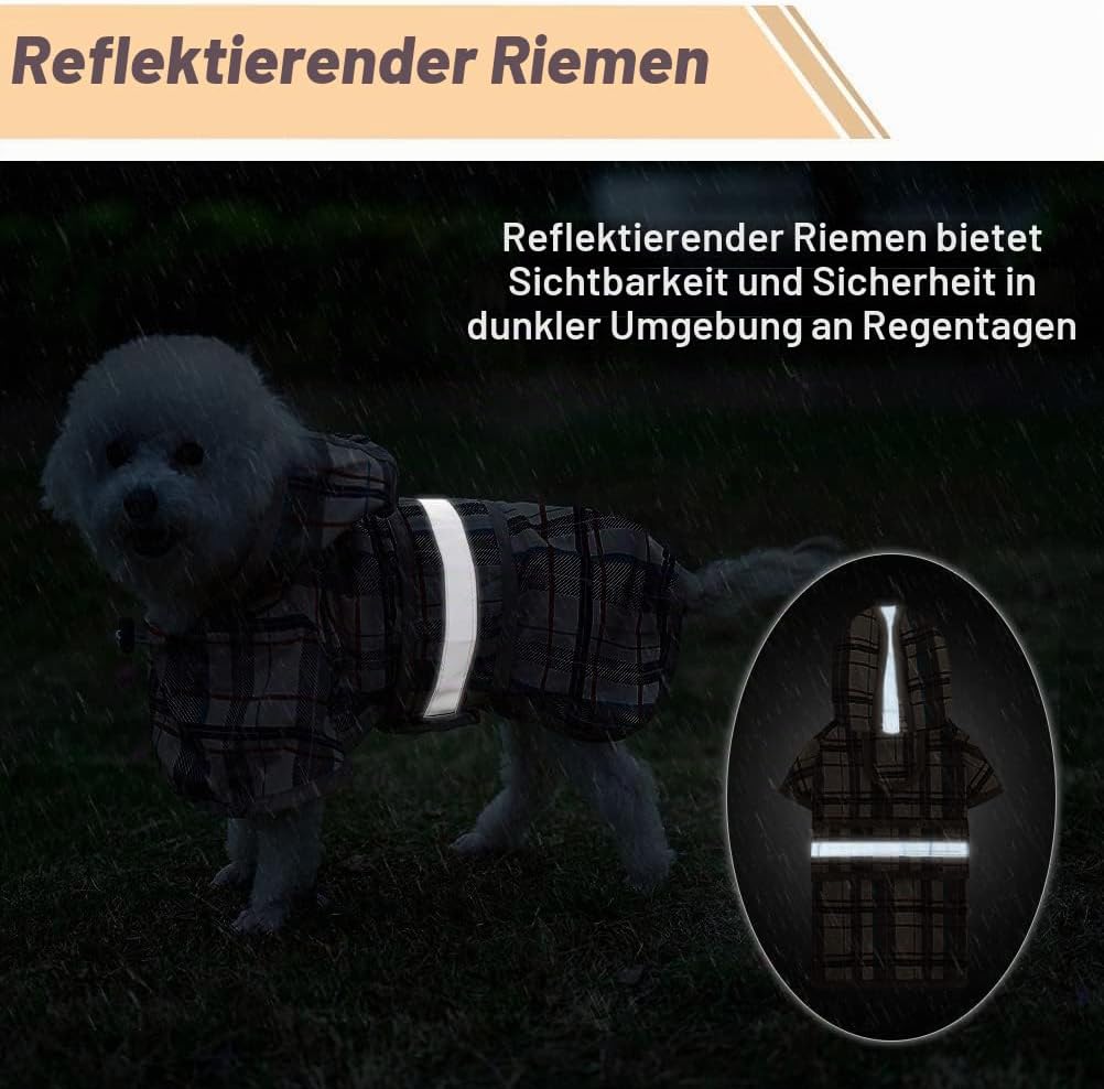KOOLTAIL Hunderegenmantel mit Kapuze und Loch für die Leine, Hunderegenmantel für kleine mittelgross