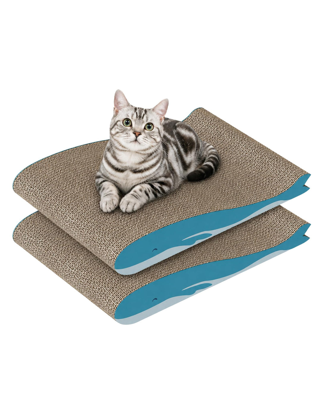 Kratzbrett Katze 2er-Set, Gebogenes Doppelseitig Nutzbare Kratzpappe für Katzen, 42x30x6,5cm grosses
