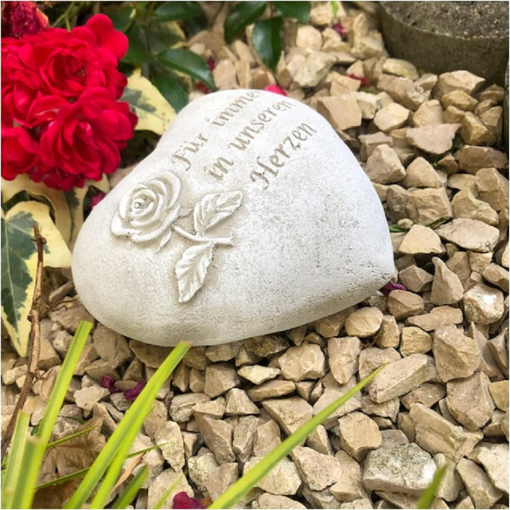Radami Grabherz Grabschmuck Grab Herz Spruch - Für Immer in unseren Herzen - ca.500g