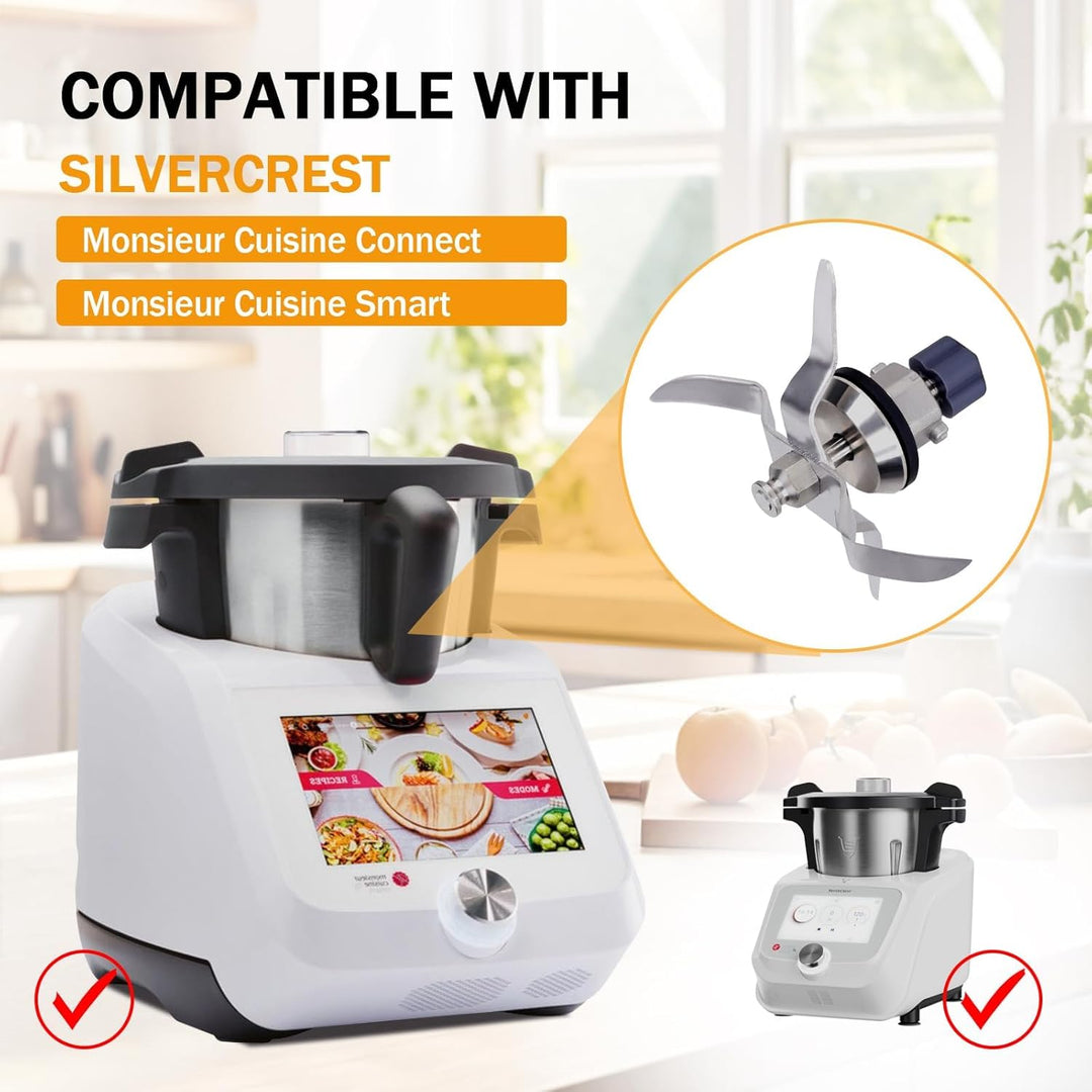 Edelstahl Ersatzmesser Kompatibel mit Silvercrest Monsieur Cuisine Connect und Monsieur Cuisine Smar
