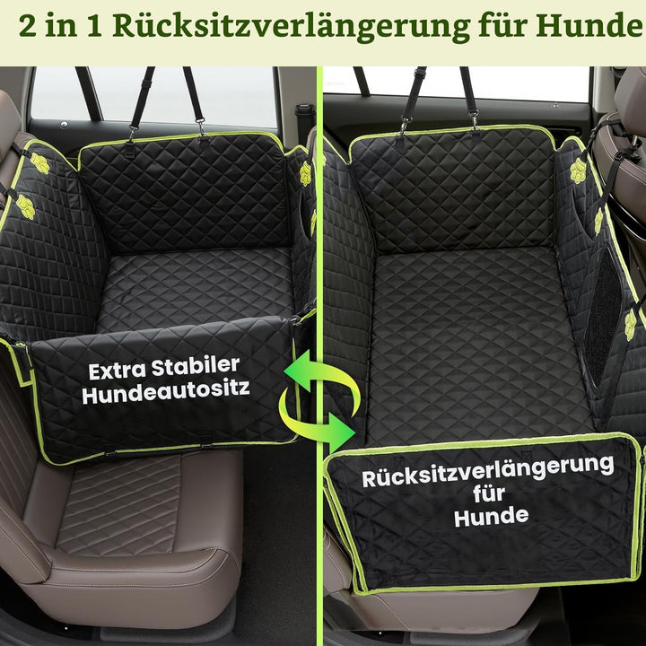 pecute 2-in-1 Hundedecke Auto Rückbank, Extra Stabiler Hunde Autositz, Hunde Autositz Rückbank Verbr