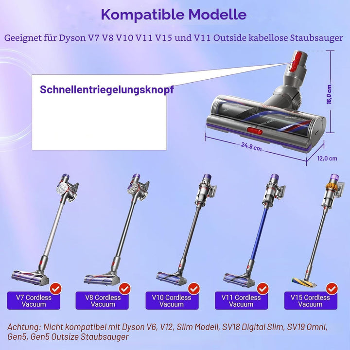 Torque Drive Bodendüse für Dyson V11 V15 V10 V8 V7 Bürste Anti-Tangle Einstellbare Saugkraft Elektri