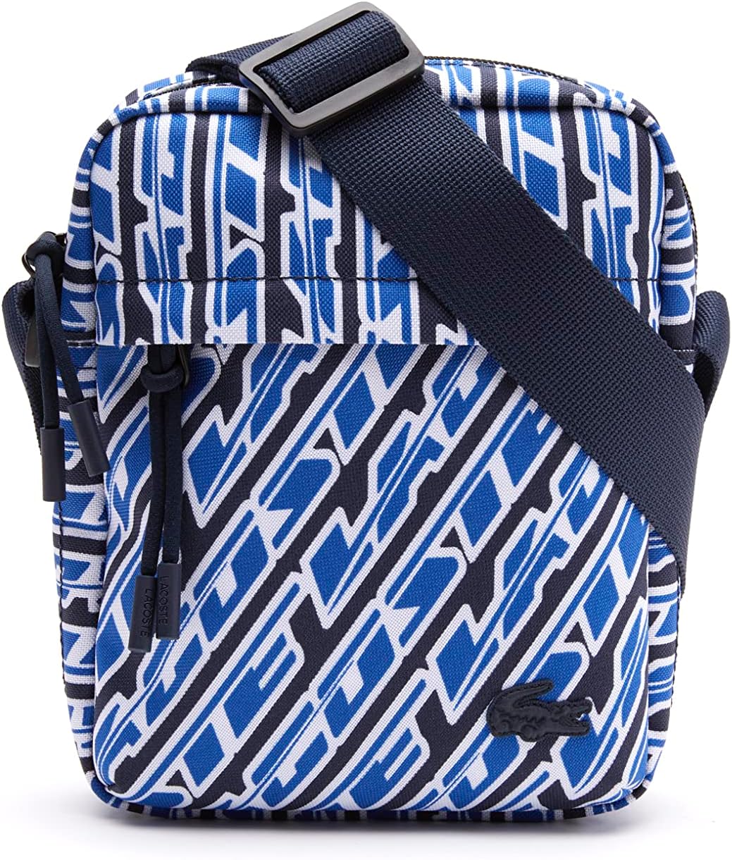 Lacoste Herren Umhängetasche VERTICAL CAMERA BAG,100% recyceltes Polyester Mono Grossbritannien, Wei