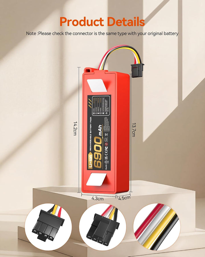 6900mAh Ersatzakku Xiaomi Roborock S5, S5 Max, S50, S6, S6 MaxV, S7, Q5 Max Pro, Q7 Ultra Pure, Brr-