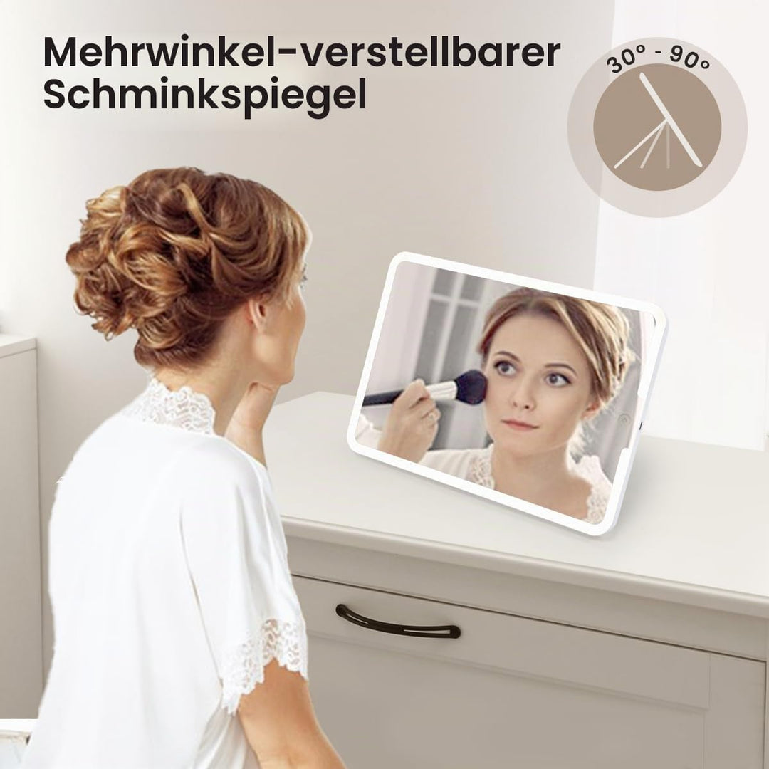 Kosmetiktasche Grosse Make up Tasche Schminkkoffer mit Beleuchtetem Spiegel-3 Farben LED Licht Schmi