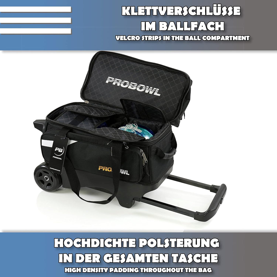 EMAX | Bowling Ball Tasche - Pro Bowl Deluxe Double Roller | Roller für 2 Bowlingbälle | Zwei-Ball-R