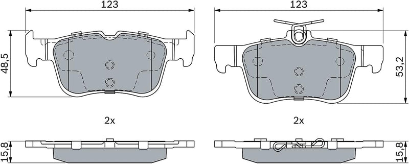 Bosch BP1876 Bremsbeläge - Hinterachse - ECE-R90 Zertifizierung - vier Bremsbeläge pro Set