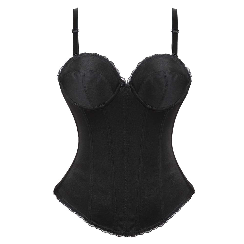 Damen Brautcorsage Korsett Unterwäsche Bustier, Schwarz