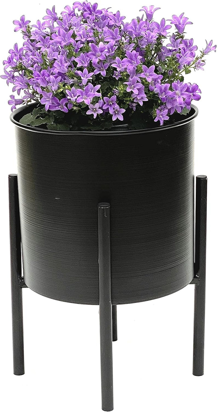DanDiBo Blumenhocker mit Topf Metall Schwarz 32 cm Blumenständer 96153 Blumensäule Modern Pflanzenst