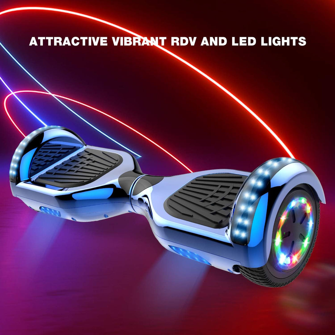 GeekMe Hoverboards 6.5”Zweimotoren 2-Rad-Hoverboards Hoverboards mit LED-Leuchten Bluetooth, Blue
