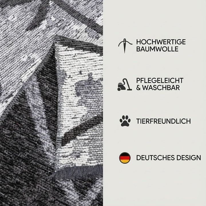 Jimri Kurzflor Wendeteppich - Flach gewebter Teppich für Schlafzimmer & Wohnzimmer, Eingang, Flur -