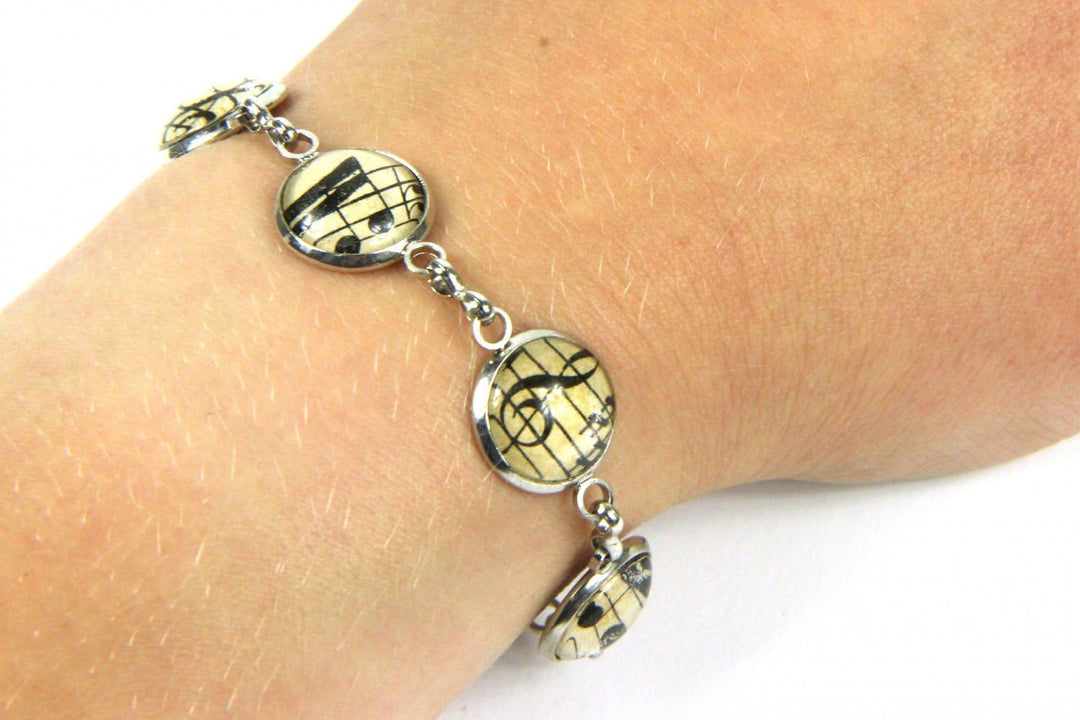 Miniblings Noten Musik Violinschlüssel Notenschlüssel Armband 6er - Modeschmuck handmade - Damen Mäd