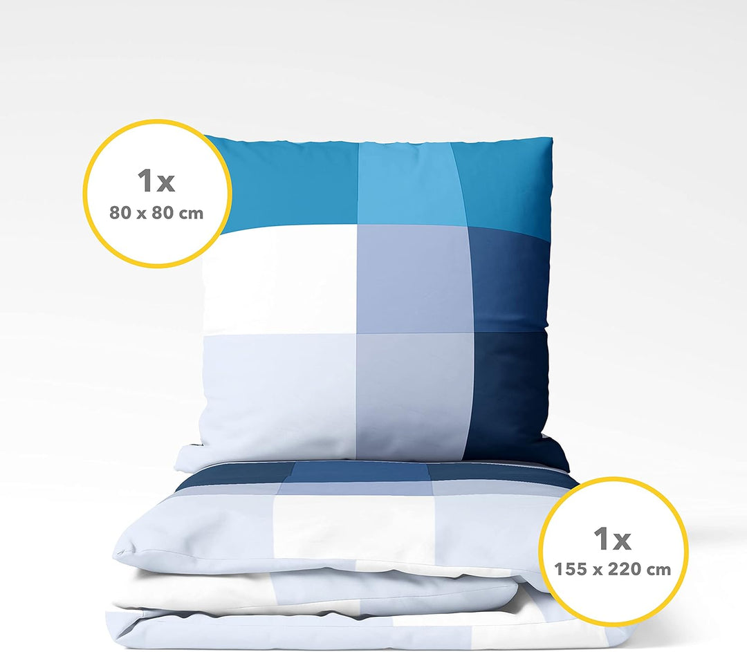 Träumschön Renforce Bettwäsche 155x220 Baumwolle - Sommerbettwäsche 155x220 Baumwolle - Bettbezug Bl