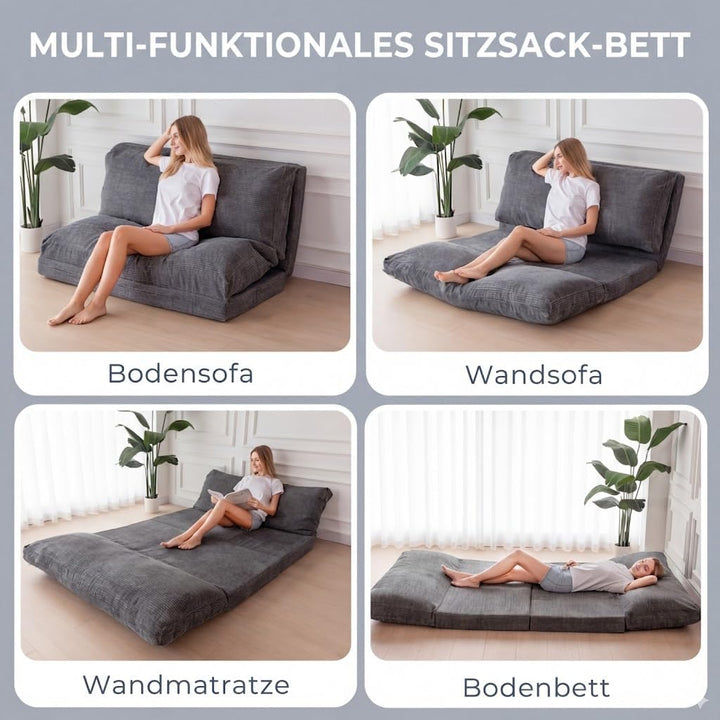 MAXYOYO Faltbarer Samt-Pouf mit Schaumstoffpolsterung, extra dick, 4 Schichten, Bodenmatratze/Sofa f