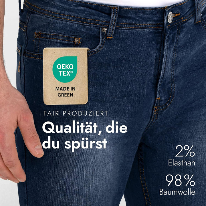 BARBONS Herren Jeans - Bügelleicht - Regular-Fit Stretch - Business Freizeit - Hochwertige Jeans-Hos