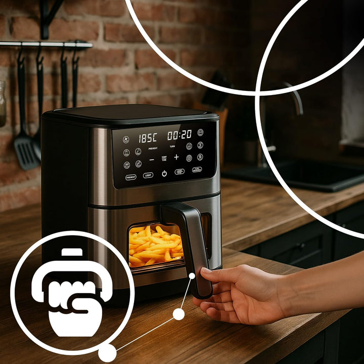 Retoo Heissluftfritteuse 8L XXL Airfryer 1800W, 14 Programme Bis Max 200 °C, Fritteuse Ohne Öl Mit S