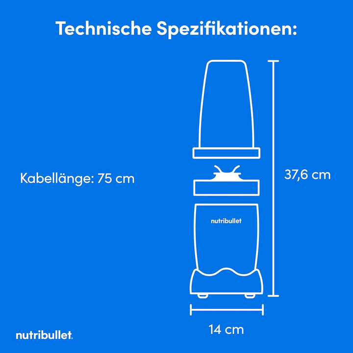 Nutribullet Pro 900 Smoothie Maker, Multifunktions-, Obst- & Gemüsemixer, kompaktes Design, einfache