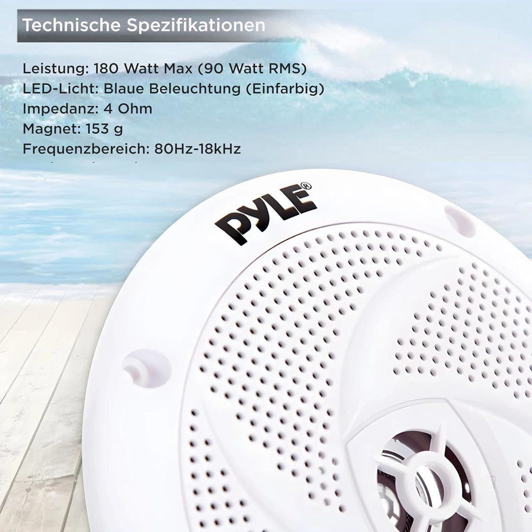 Pyle Marine Speakers - 5.25 Inch 2 Way Waterproof and Weather Resistant Outdoor Audio Stereo Sound S